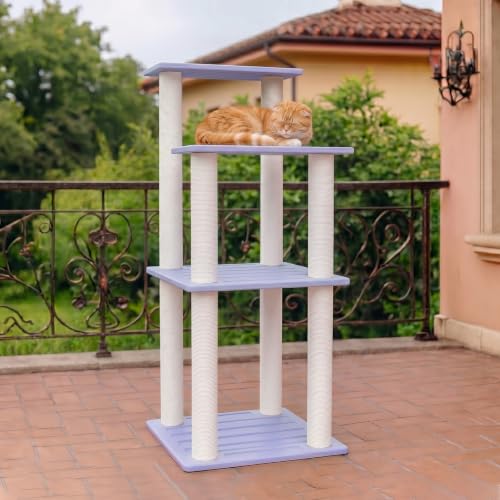 MAOHEGOU 46 Inches Outdoor Cat Tower Large Multi Level Cat Tree with Big Polypropylene Rope Scratching Posts for Indoor and Outdoor Cats
