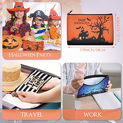 Reginary 20 Pcs Halloween Cosmetic Bags Gift Bags for Kids Girls Women Happy Halloween Pattern Toiletry Organizer for Party Favors Double Sided Printed Makeup Pouch with Zipper2