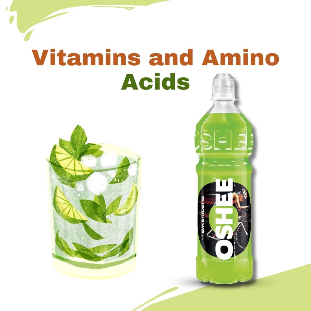 OSHEE LIME isotonic Drink 750ml (Pack of 6) - Addition of vitamins and L-carnitine - Sugar Free - Hydration - Vitamin Drinks