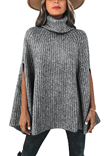 KIRUNDO Women's 2025 Fall Winter Turtleneck Poncho...