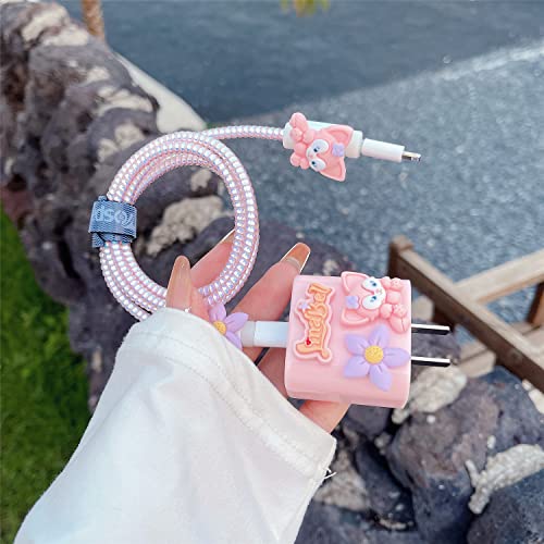 Image of DIY Cable Protector Charger Wire Saver - Data Cable 18W /20W USB-C Charger Line Protector-Compatible with iPhone 14 13 12 11 Pro Max (Pink Bell)