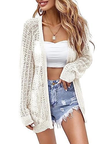Image of Women Crochet Lightweight Cardigan Cover Up Open Front Long Sleeve Summer Cardigans