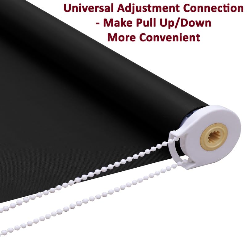 Image of Roller Blinds 300 GSM Polyester Fabric Waterproof & Sun Blockage Corded Roll Up and Down Blinds Curtains for Window, Door, Balcony (Black Color 2.5 X 12 Feet, Pack of 1 Piece)