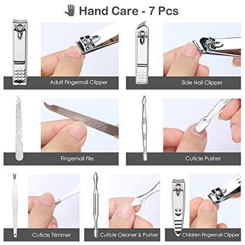 Kasimir Maniküre set 20-Teiliges Professionelle Pediküre Set Edelstahl Nagelknipser Set herren und Frau Nagelpflege Set Männer mit Ledertasche für Reise und Zuhause - Schwarz – Bild 6