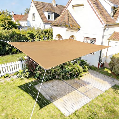 HAIKUS Toldo Vela Rectangular 4x6 m, Vela de Sombra 6x4 m HDPE, Transpirable, Resistente, 98% Protección Rayos UV para Exterior, Jardín, Terrazas (Arena)