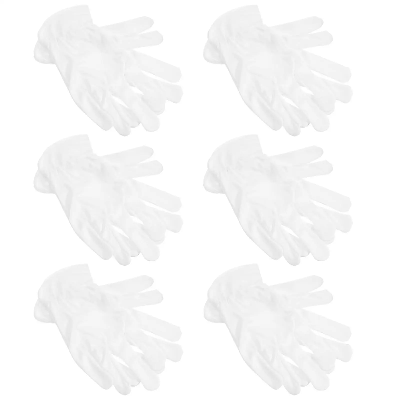 6 paia di guanti in microfibra antipolvere riutilizzabili bianchi antistatici for la pulizia di gioielli, monete, manipolazione, ispezione e protezione del lavoro