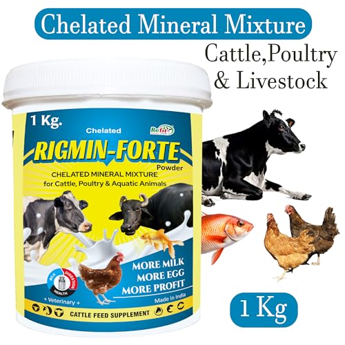 Image of REFIT ANIMAL CARE Chelated Mineral Mixture Supplement for Cow, Cattle, Buffalo, Goat, Chicken, Broilers, Poultry and Other Livestock Animals, 1 kg, Rigmin Forte