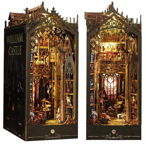 ISSEVE Book Nook Kit, 3D Wooden Puzzle DIY Miniature House Kit for Booknook Shelf Insert Decoration...