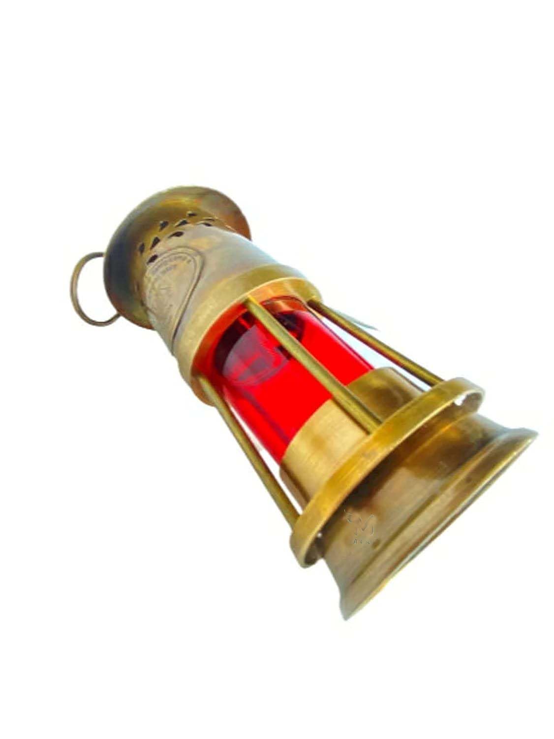 Ręcznie Robiona 15 cm Grawerowana Mosiężna Mini Lampa Olejowa Górnicza, Vintage Antyczna Mała Lampa