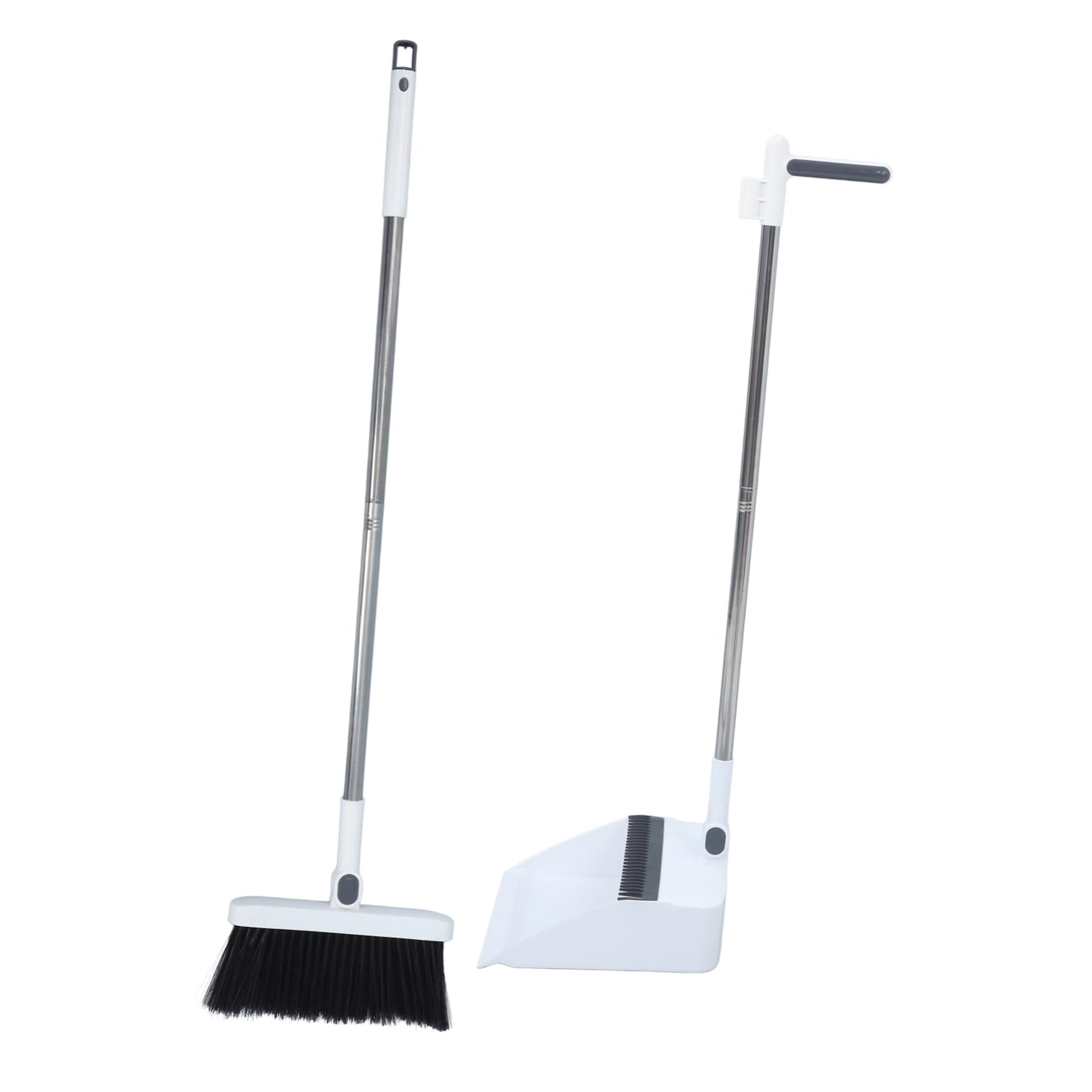 Beavorty Set Scopa Pieghevole e Paletta Bianca in Pp e Acciaio Inossidabile, Spazzatrice con Manico Lungo 36,7 Pollici, Design Compatto per Pulizia Efficiente dell’Ambiente
