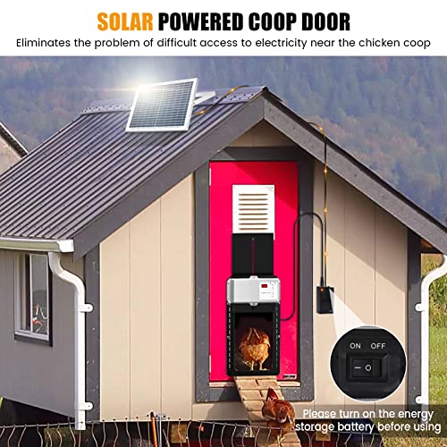 Solarbetriebene Hühnerstall Tür, automatische Hühnerstall Tür mit Lichtsensor, Timer und Fernbedienung, Vollaluminium… – Bild 3