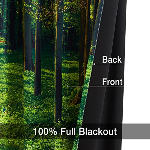 Forest Blackout Curtains 84Inch Green Tree Camouflage Curtains Full Scenery Window Curtain Drapes Jungle Wild Nature Landscape Botanical Print Curtain Panels For Living Room Bedroom 50"W 2 Pcs #TOP1