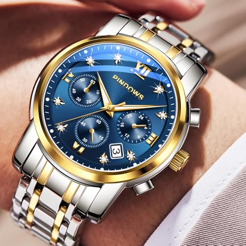 Image of PINDOWS Watch for Men Big Dial Analog Digital Black Silicone Sport Multifunction Luminous LED Dial Waterproof Watches Fashion Wristwatches