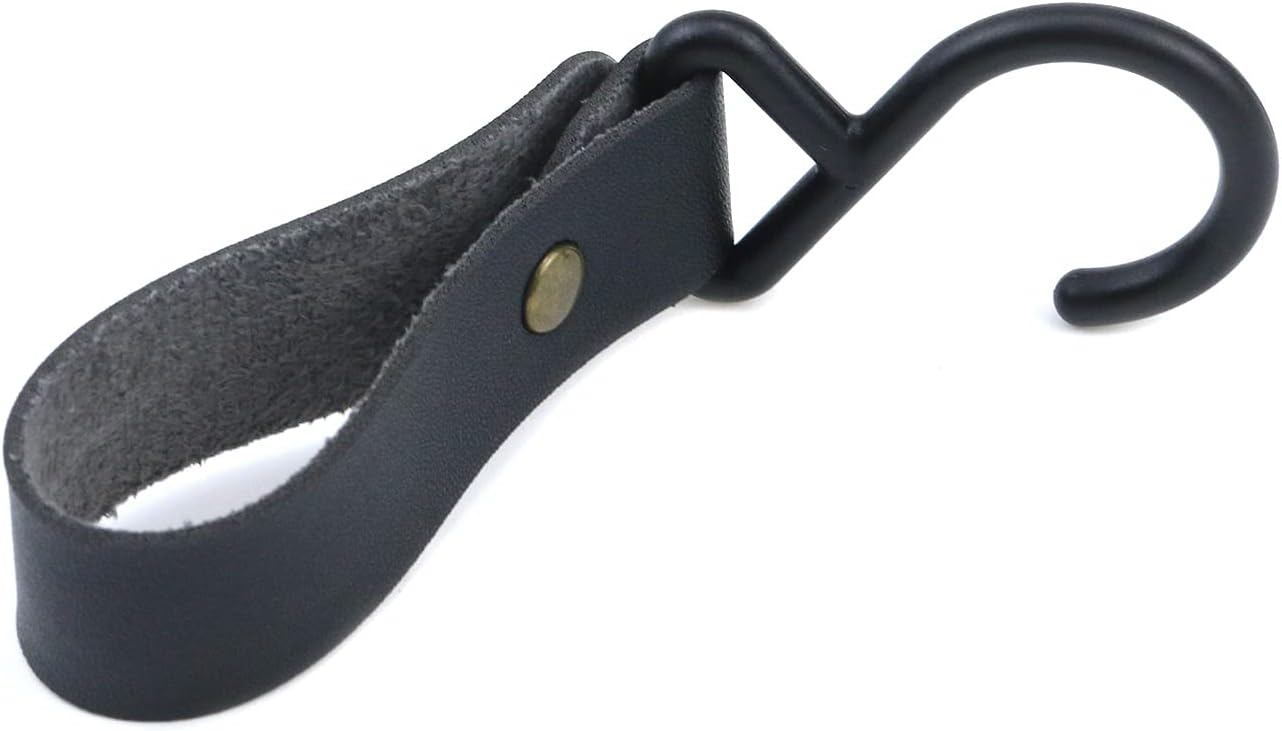 Dnyta Black Leather S Hooks 5 Pack No Drilling Hanging