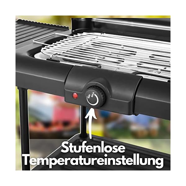 Elektro Grill | 2.400 Watt | Thermostat | Stufenloser Temperaturregler | Tischgrill | Standgrill | Partygrill | elektrischer BBQ, Tisch Grill – Bild 6