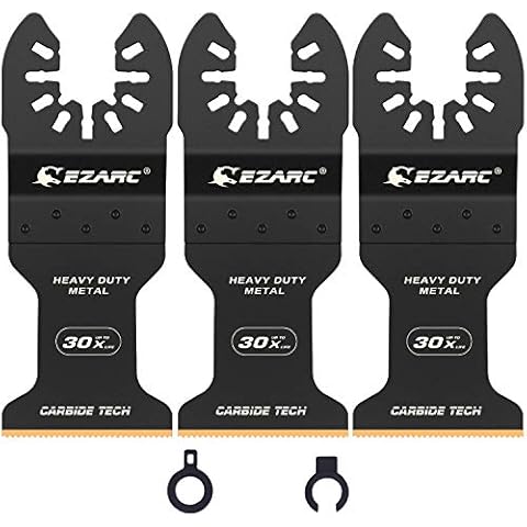 EZARC Carbide Oscillating Saw Blades, Multitool Blades Quick Release for Hard Material, Hardened Metal, Nails, Bolts and Screws, 3-Pack Cover