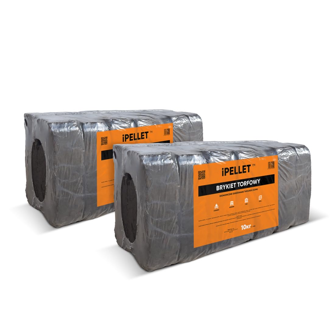 Torfbriketts Öko für Kamine und Heizung | Biokohle in 10 kg X 96 Packungen pro Palette | 960 kg
