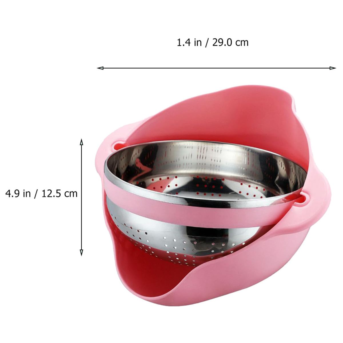 Baluue Verdicktes und Edelstahl mit Großem Fassungsvermögen Reiswaschsieb Doppeltem Design Praktisches Küchensieb in Rosa mit Rutschfesten Füßen für Spülbecken