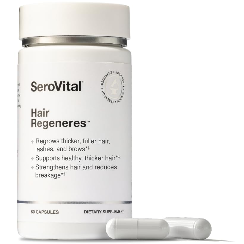 SerovitalHair Regeneres - Enhanced Hair Growth Vitamins for Women, Decrease Hair Loss and Shedding, Strengthen and Thicken Hair, Reduce Greying and Breakage, Regrow Hair, Hair Vitamins - 60 Count