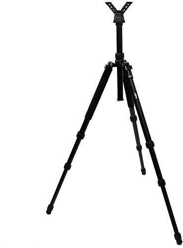 HUNTPAL Soporte de trípode de caza 3 en 1, soporte para rifle de tiro con columna central de ajuste de altura y pata desmontable, soporte de trípode