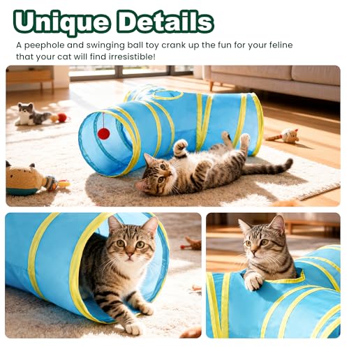 50% Off Love's Cabin 3-Way Cat Play Tunnel with Teaser Wand
