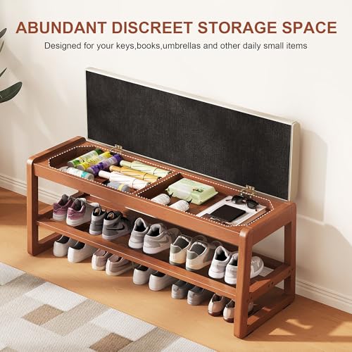 PETKABOO-Shoe-Bench-Storage-Rubberwood-with-Leather-Cushion-394-Waterproof-Easy-to-Clean-550LBS-Organizer-Shoe-Rack-for-Entryway-Hallway-Mudroom-Front-Door