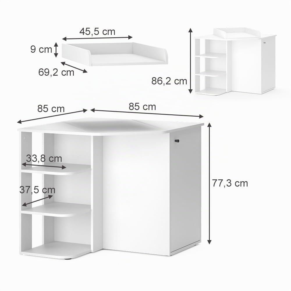 Vicco Wickelkommode Kristian, Weiß, 85 x 77.3 cm