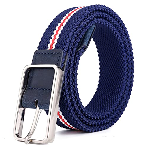 Casual Mens Belts Alloy Pin Buckle Stretch Braided Web Multicolor Woven Elastic Belt For Male/Width 1.37