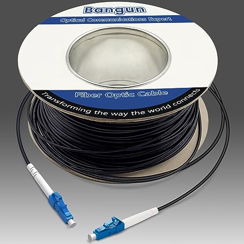 Bangun 100 Meters LC to LC Outdoor Armored Simplex Fiber Patch Cable, Single Mode Fiber Optic Cable Jumper Optical Patch Cord, 9/125um, (OS1/OS2 Compatible), Low Friction LSZH Black