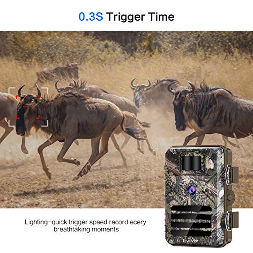 Tovendor Trail Cameras with Night Vision Motion Activated Waterproof, 16MP Game Camera No Glow for Wildlife Monitoring with 2.4'' LCD 90° Detecting Range