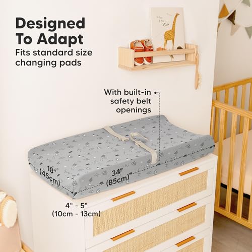 Image of 2-Pack Baby Changing Pad Cover for Girl, Boy - 34x18 Soft Viscose Derived from Bamboo Baby Diaper Changing Table Pad Cover Sheets, Neutral, Snug Fit Nursery Diaper Change Sheets (Woodland)