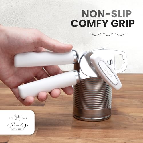 Image of Zulay Kitchen Manual Can Opener Heavy Duty Patented Stainless Steel, White
