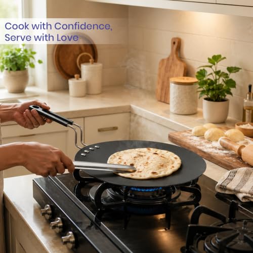 Image of DOZY Iron Kadai and Tawa Combo Set | 28 cm Kadai with Bakelite Handles | 22 cm Tawa | Chemical Free | Better Heat Retention | Induction and Gas Compatible