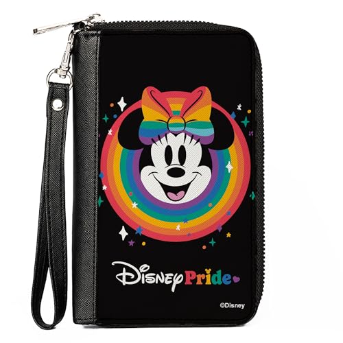 Buckle-Down Disney Wallet, Zip Around, Minnie Mouse Disney Pride Smiling Face Rainbow, Vegan Leather - Main Image