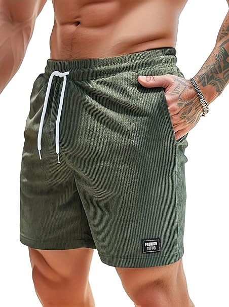 Men's Premium Polycotton Casual Ribbed Shorts || Elastic & Drawstring Waist with 2 Pocket || Loose Fit Lightweight Burmuda Perfect for Workout-picture-32