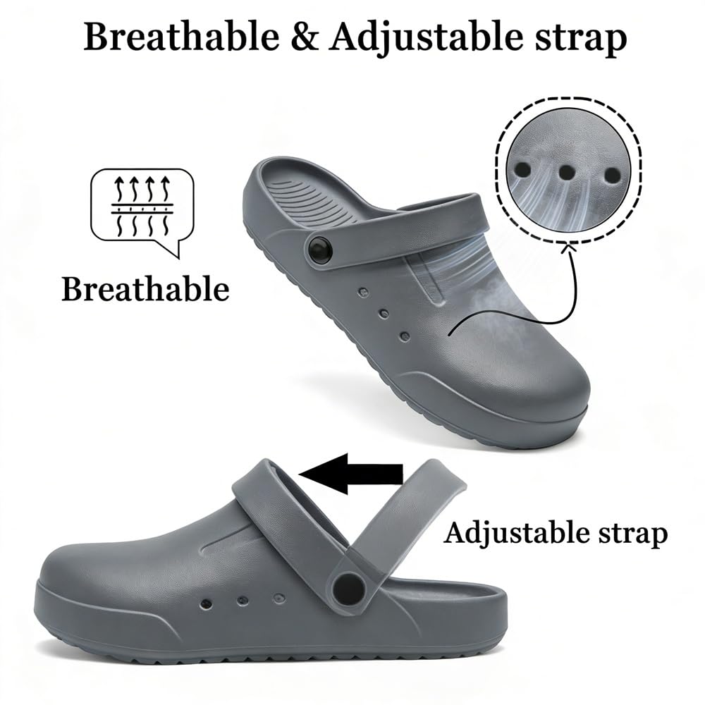 Nihaoya Zuecos para hombre y mujer, zapatos de jardín, pantuflas de playa para exteriores, cómodas, antideslizantes, ligeras, transpirables