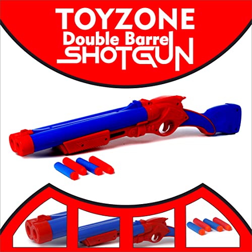 Image of Toyzone Superman Double Barrel Shotgun-58823 | Foam Blaster Double Barrel Gun | Safe and Long Range | Lock & Load Pump Action | 5-Play Shotgun Shells with Gun | Shotgun Boomstick | Pull & Action ProShot | For Kids, Teens, Adults