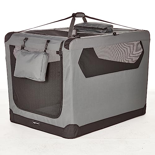 Amazon Basics – Transportín para mascotas abatible, transportable y suave de gran calidad, 1 m, Gris
