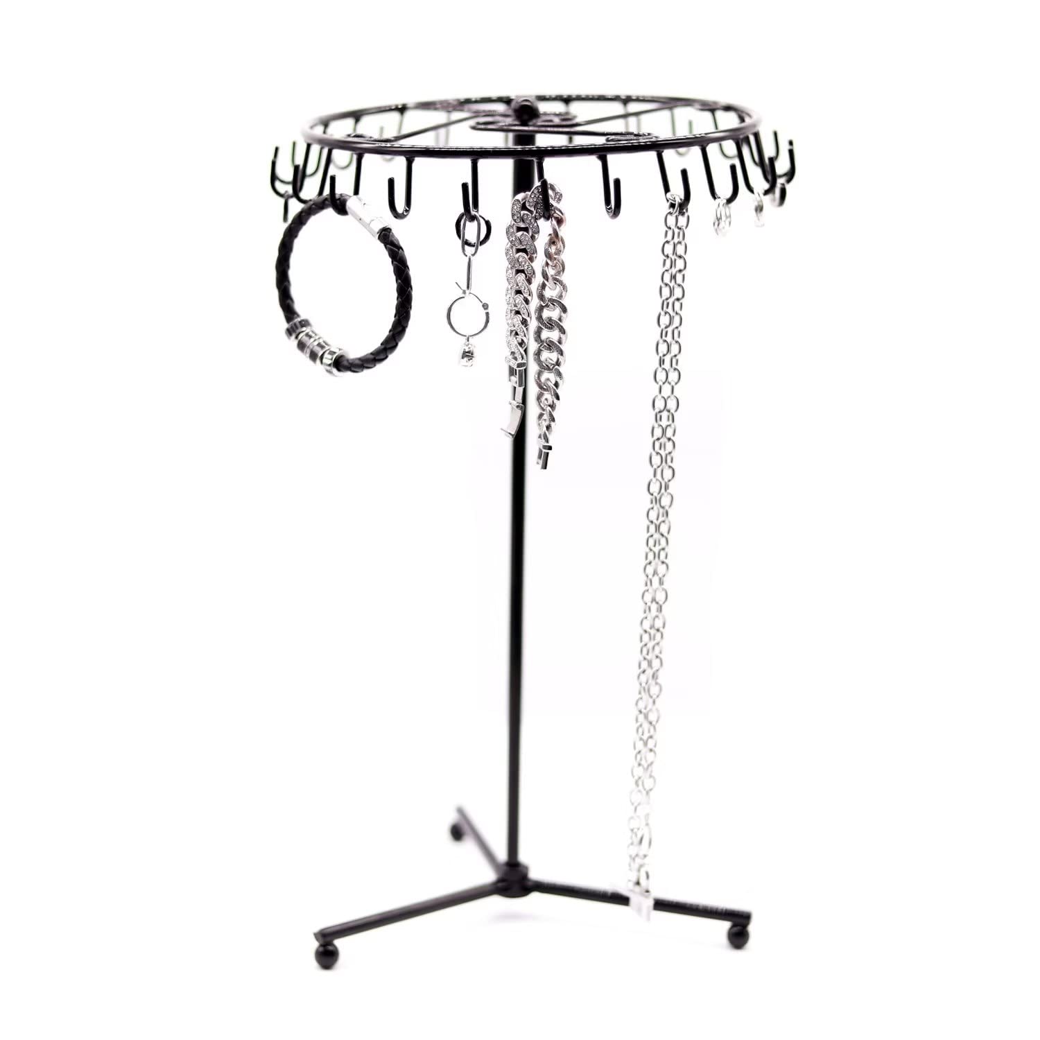 Portagioie Girevole Con 23 Ganci - Organizzatore Per Collane, Bracciali E Orecchini, Nero - Foto 7