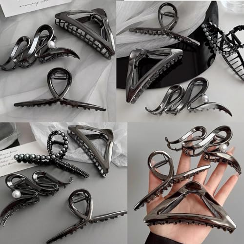 Ypkia 4 Pcs Large Hair Claw Clips for Thick Hair claw black Metal Strong Hold Jaw Clips for Women and Girls - Image 3