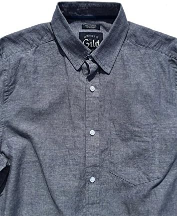 Gild Summer Classic Fit Man Shirt 55% Cotton, 45% Linen Casual Long Sleeve S, Navy Chambray - Image 3