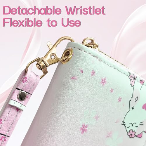 Image of Girls Wallet for Kids, Kids Wallet for Girls 6-8 8-10 10-12, Small Cute Cat Leather Toddler Purse with Wristlet and Coin Pocket, Christmas Stocking Stuffers Birthday Gift for Teen Girls