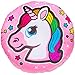 TE-Trend Magic Unicorno Arcobaleno Unicorno Motivo Peluche Cuscino Decorativo Cuscino Morbido Ragazze Bambini Rotondo 34cm Multicolore - Rosa Testa