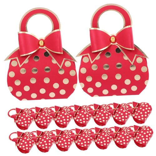 COLLBATH Boîtes à Dragées Paquet à Main 50 Pièces Rouge Mini Boîtes de Fête en Papier Nœud Décoratif pour Mariage Anniversaire Présents Invités...