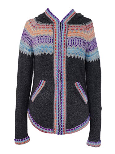 Gamboa - Alpaca Cardigan for Woman Hooded Alpaca Sweater with Zip Cardigan Woman Dark Gray