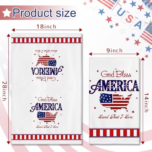 Image of Hexagram 4th of July Kitchen Towels, Patriotic Hand Towel for Bathroom, 4th of July Decor for Kitchen, Memorial Day, Independence Day Dish Towel, Patriotic Dceor for Bathroom