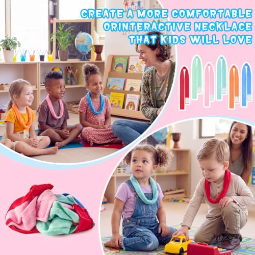 Image of Henoyso 12 Pack Sensory Chew Necklaces Kids Soft Terry Cloth Oral Motor Teething Toys for Boys Girls, Reusable Chewy Jewelry for Focusing & Calming (Solid Style,Cute Color)