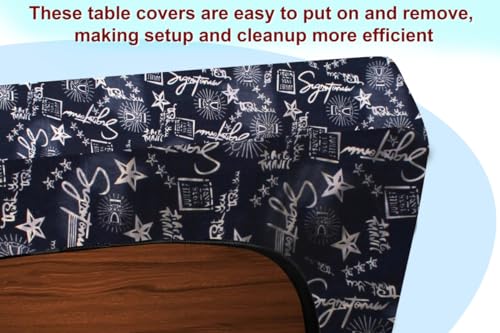 Image of The Furnishing Tree Elastic Rectangular Dining Table Cover WxL 36x63 in Inches Polyester Self Pattern Blue