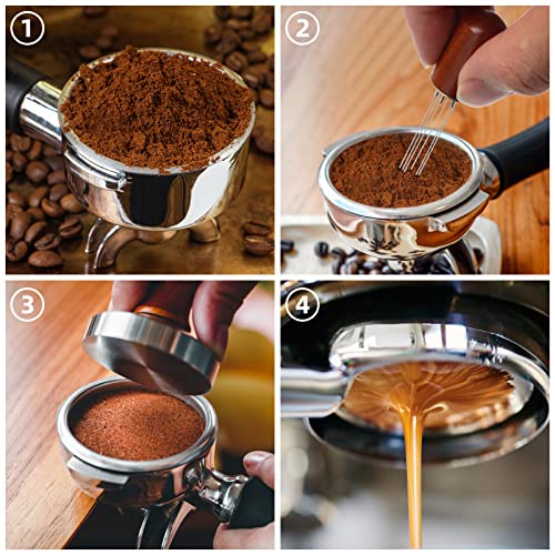 Jestop Espresso Distribution Tool, 6 Needles Espresso Coffee Stirrer, Wdt Tool, Espresso Accessories Tool, 6 Pin Natural Wood Wdt Coffee Tool For Home Kitchen Cafe, Walnut #TOP6