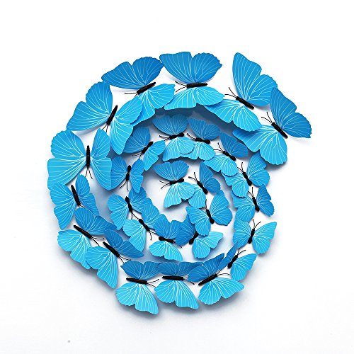 72 Pezzi 6 Colori 3D Farfalle Adesive da Parete